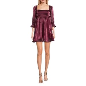 New Allison & Kelly Elegant Burgundy Baby Doll Dress.